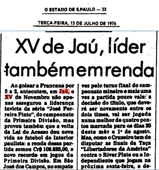 O Estado de São Paulo, 13 de julho de 1976.